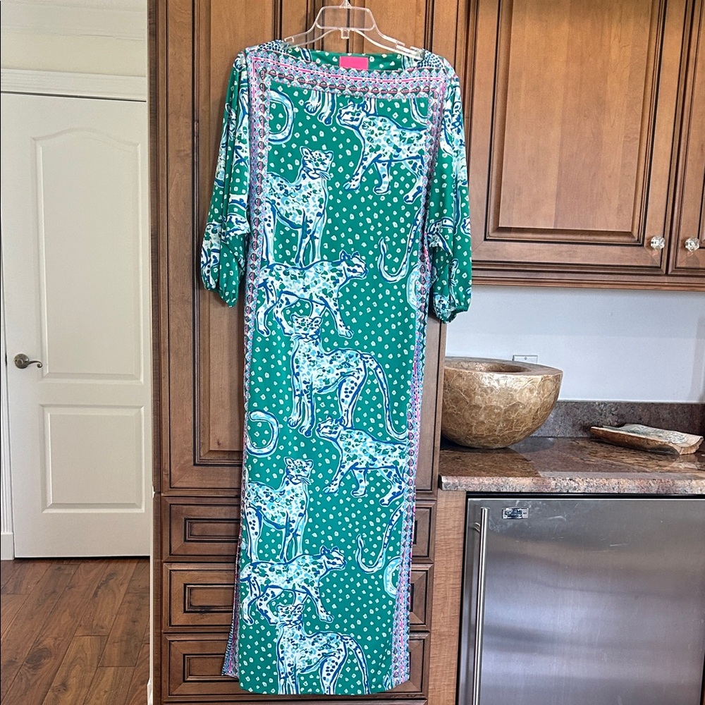 Lilly Pulitzer Green Leopard & Polka Dot Maxi Dress